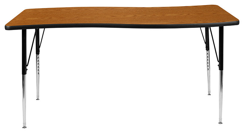 26"W x 60"L Rectangular Activity Table - Standard Height Adjustable Legs, Oak