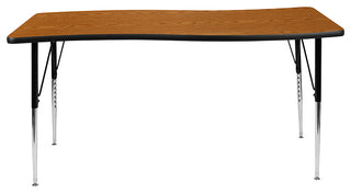 26"W x 60"L Rectangular Activity Table - Standard Height Adjustable Legs, Oak