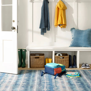 Dash & Albert Paint Chip Blue Machine Washable Rug, Blue, Runner-2'6" x 8'
