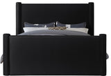 Elias Upholstered Bed, Black, Full, Velvet