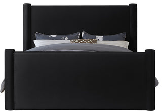 Elias Upholstered Bed, Black, Full, Velvet