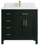 Cambridge 36 Center Sink Bath Vanity in Dark Forest Green 1.5" Empira Quartz