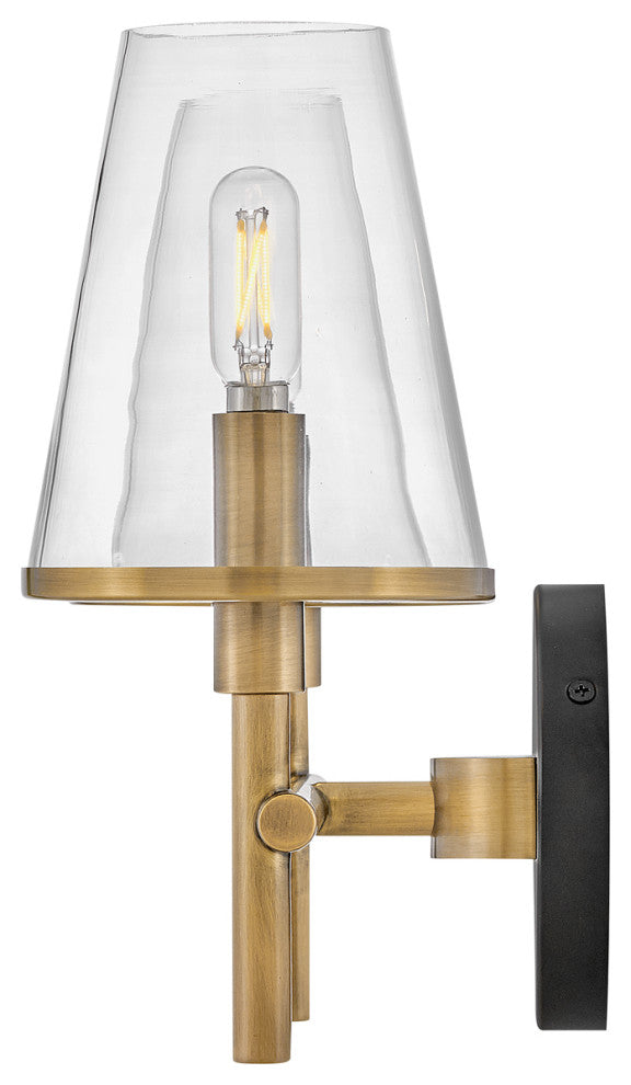 Hinkley Marten 15" Two Light Bath Vanity Fixture, Heritage Brass + Black