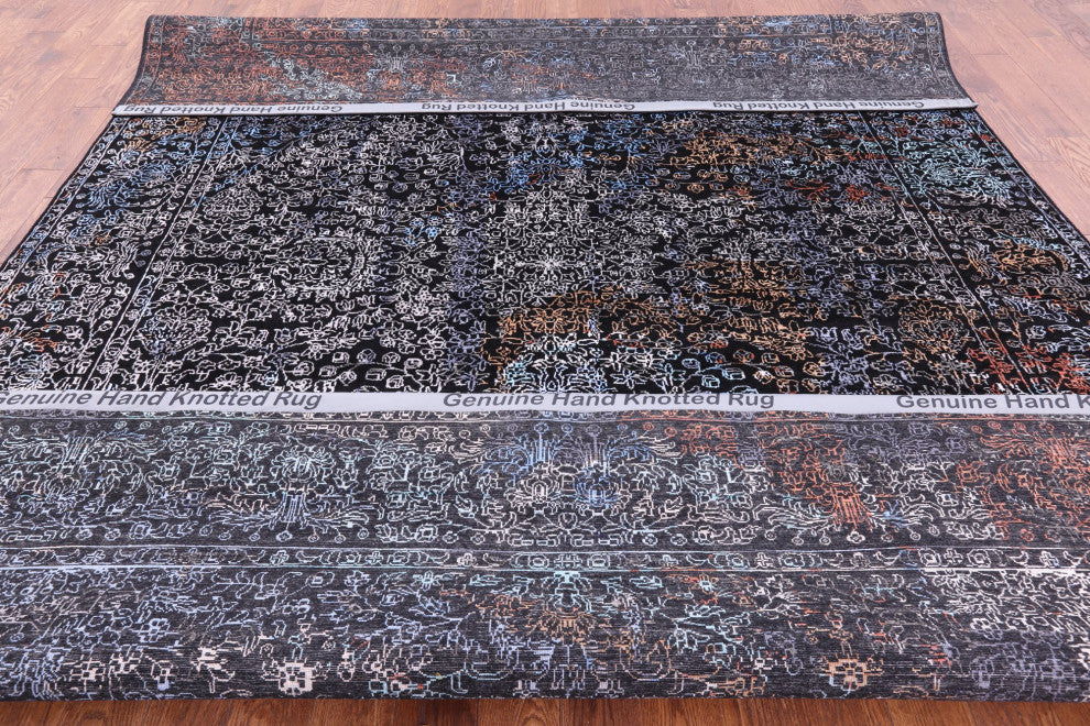 Wool and Silk Modern Handmade Rug 9' 1" X 11' 11" Q8712