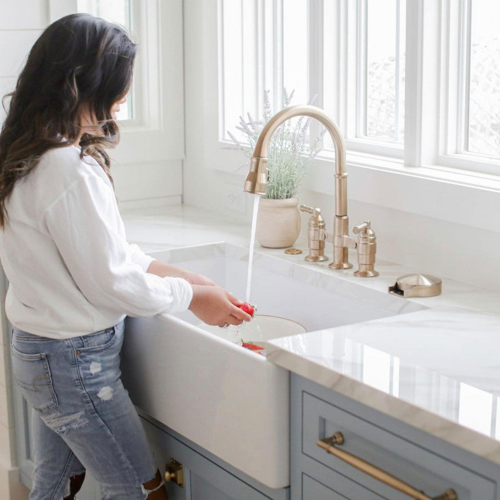 Austen Crisp White Fireclay 33" Single Bowl Farmhouse Undermount Kitchen Sink
