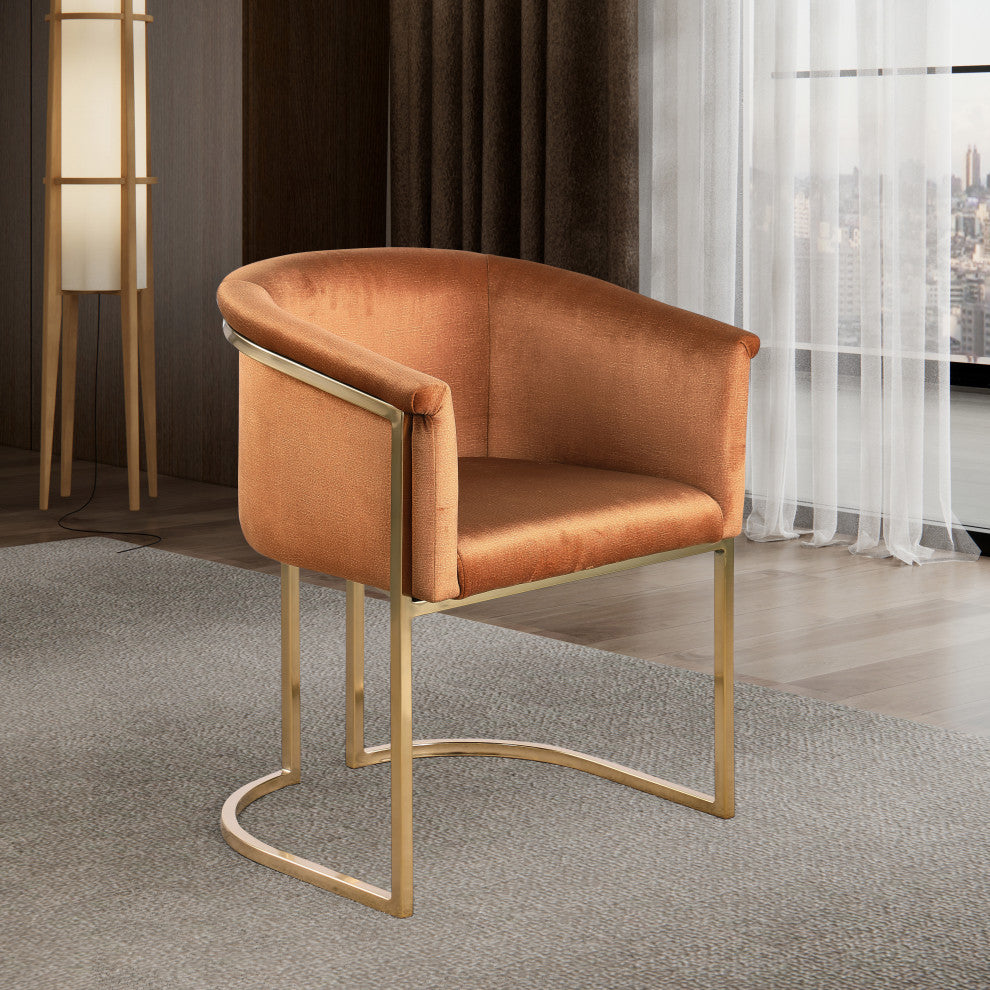 Tierra Velvet Upholstered Dining Chair, Cognac