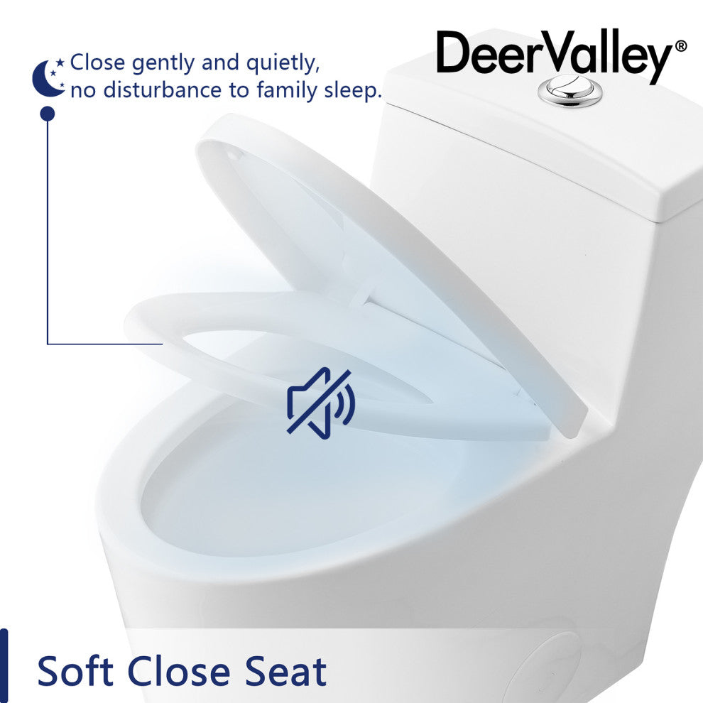 Dual Flush Elongated One Piece Toilet With Glazed Surface, Seat Included