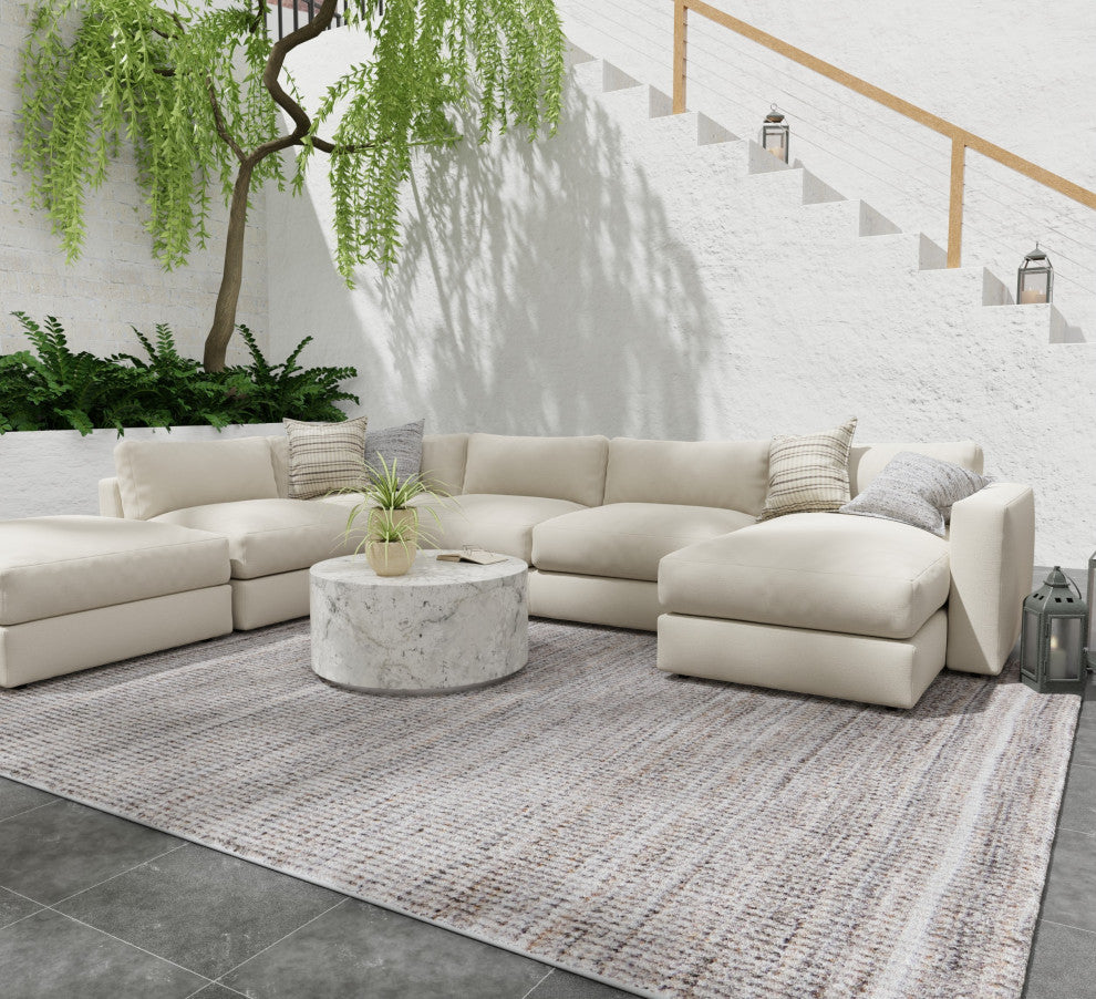 Limerick T8022 Modern/Casual Area Rug, Gray/Brown, 8'x10'