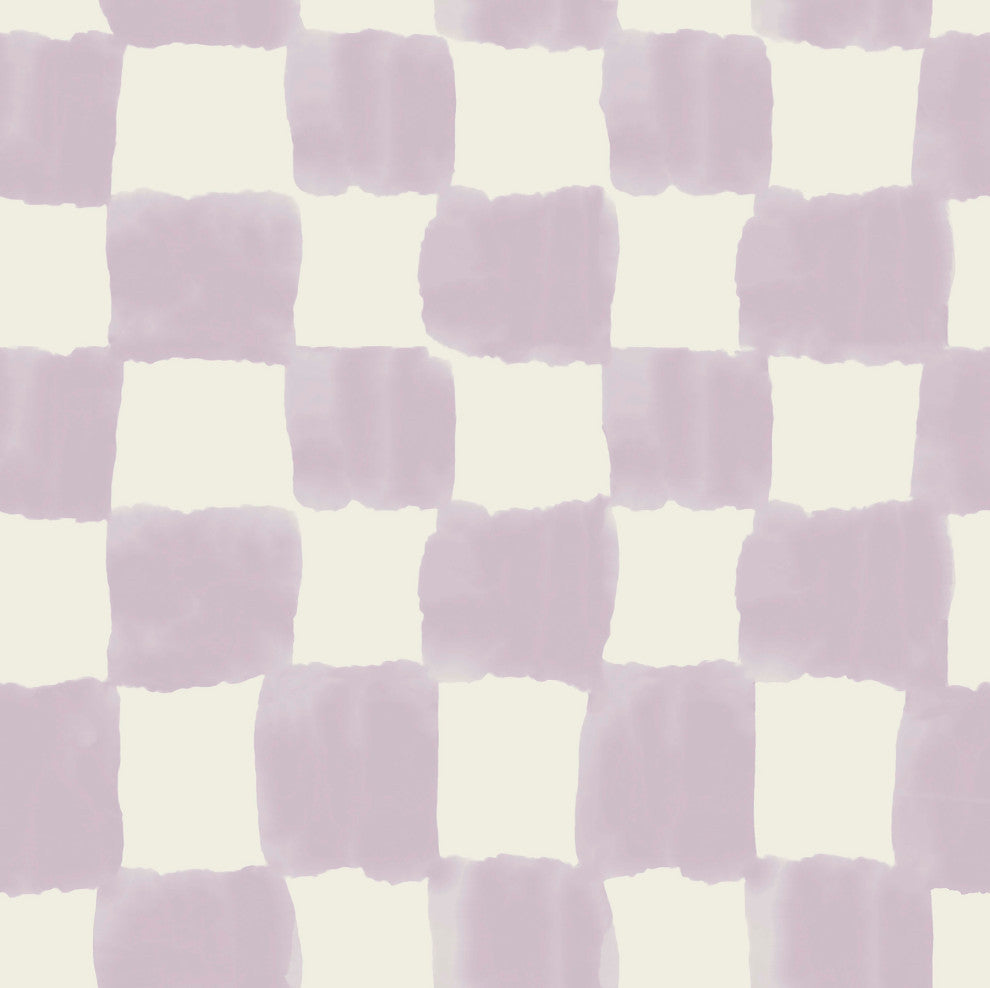 Mr. Kate Tess Watercolor Soft Lavender Checker Peel and Stick Wallpaper