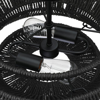 Semi-Flush Mount Ceiling Light, Black, 16'' Wide