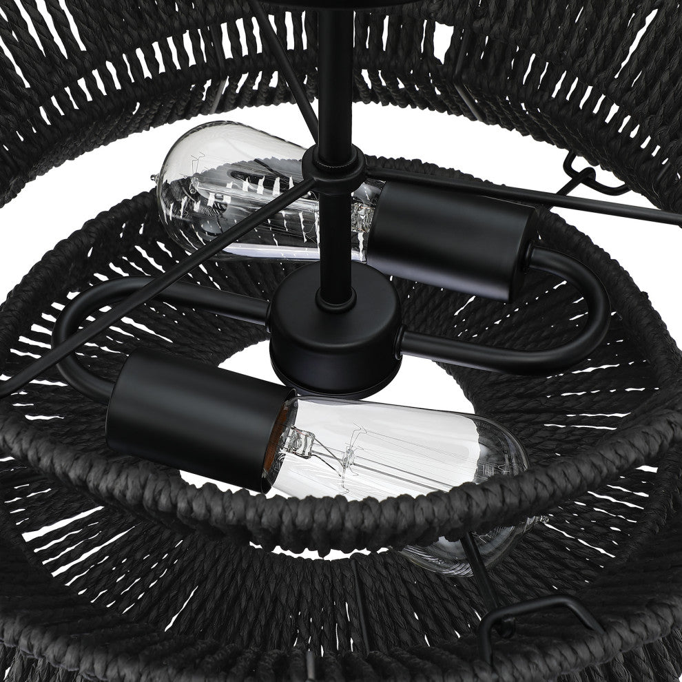 Semi-Flush Mount Ceiling Light, Black, 16'' Wide