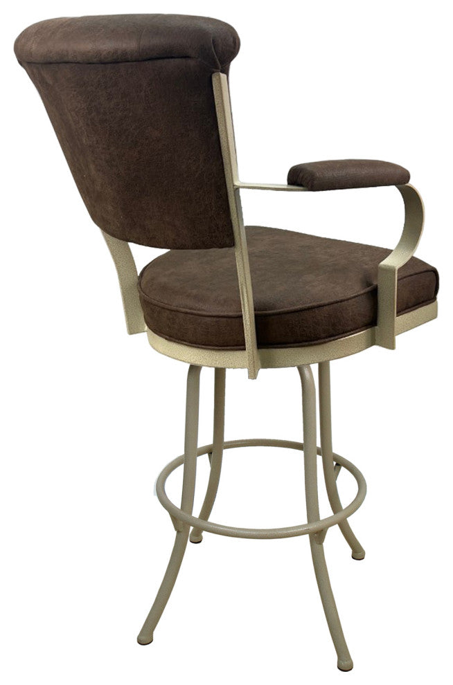 Miami Extra Tall 34" Swivel Metal Bar Stool - Noam Base, Northwest Whiskey, Beige, 34"