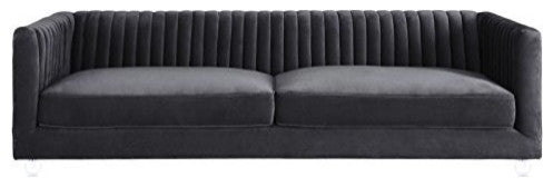 Aviator Grey Velvet Sofa - Grey