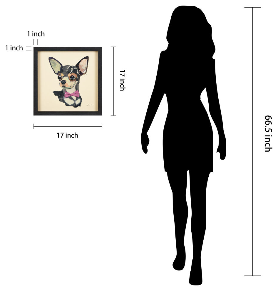 Chihuahua Dog Dimensional Handmade Collage Wall Art Framed Under Glass