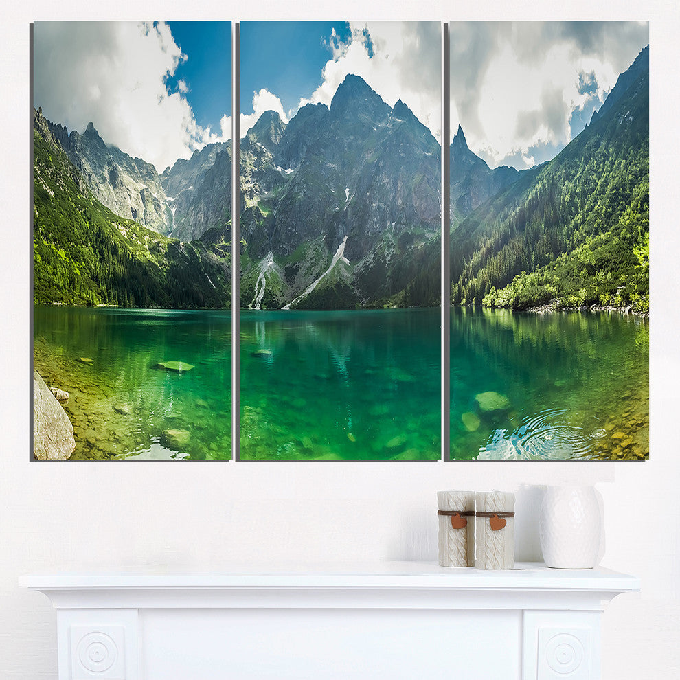 "Green Mountain Lake at Tatras" Metal Wall Art, 3 Panels, 36"x28"