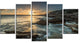 "Sydney Beach With Bright Sunset" Wall Artwork, 5 Panels