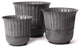 Classic Set of 3 Ribbed Metal Planters Gray 14 in Elegant Outdoor Safe