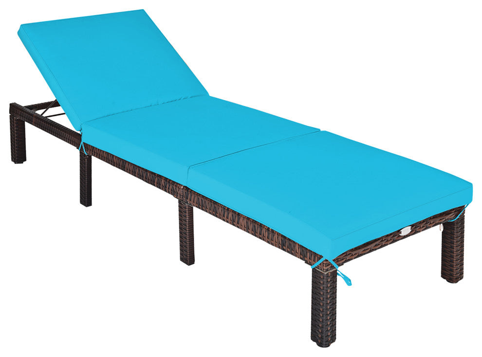 Costway Outdoor patio Lounge Chair Chaise Recliner Adjustable Turquoise