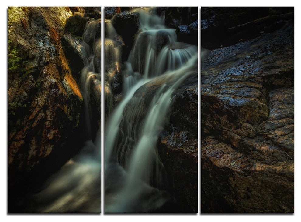 "Slow Motion Waterfall in Summer" Metal Wall Art, 3 Panels, 36"x28"