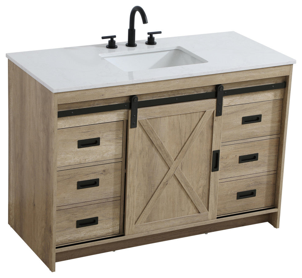 Home Living 48" Single Bathroom Vanity, Natural Oak