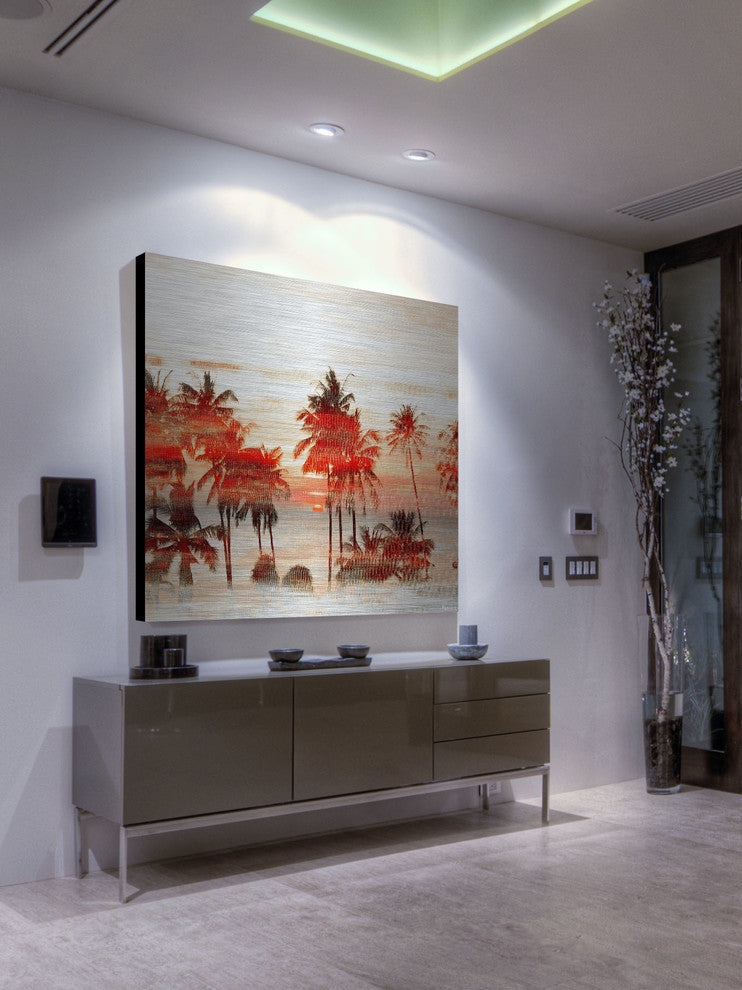 "Red Night" Print on Brushed Aluminum, 32"x32"