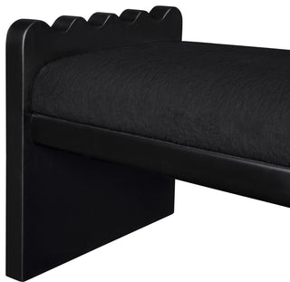 Sonia Upholstered Bench, Black, Velour Fur Fabric, Black Finish