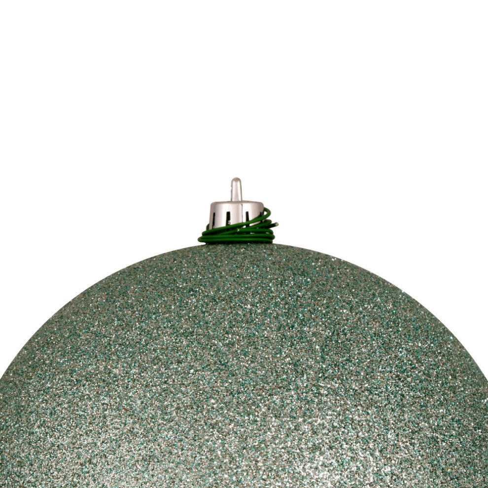 Vickerman N591040Dg 4" Frosty Mint Glitter Ball Ornament, 6 Per Bag