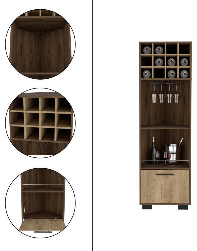 DEPOT E-SHOP Norway Corner Bar Cabinet, Mahogany