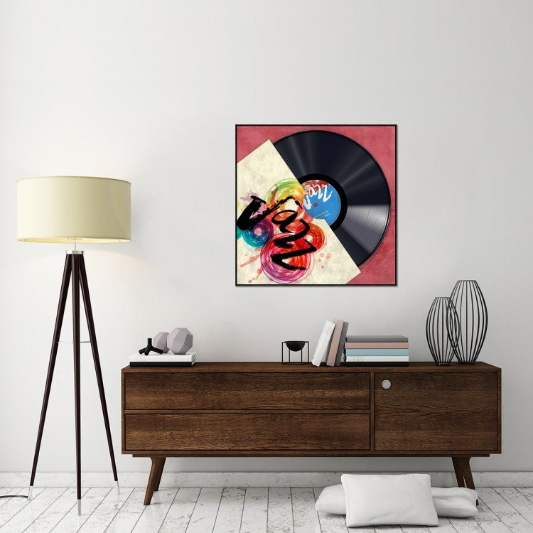 "Vinyl Club, Jazz" Framed Canvas Giclee by Steven Hill, 37x37"