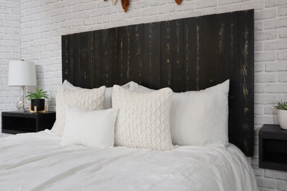 Handcrafted Headboard, Leaner Style, Black, Twin
