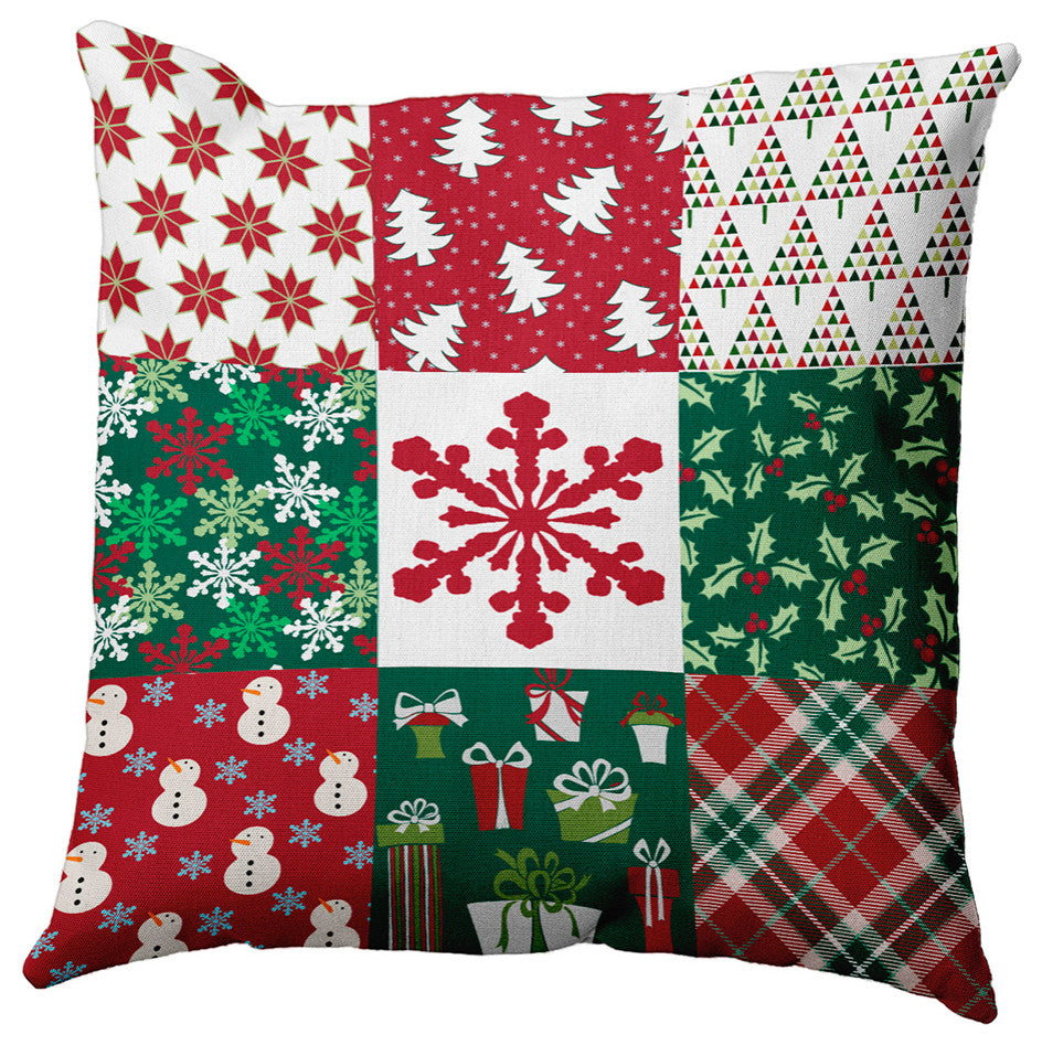 Quilted Christmas Accent Pillow, Haute Red, 16"x16"