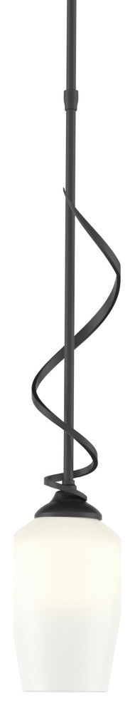 Flora Down Light Mini Pendant, Black, Opal Glass
