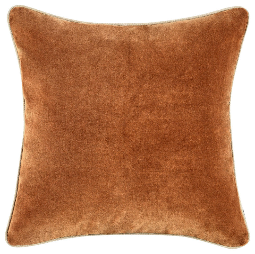 Harriet Velvet Throw Pillow by Kosas Home, Hazel Brown, 22x22
