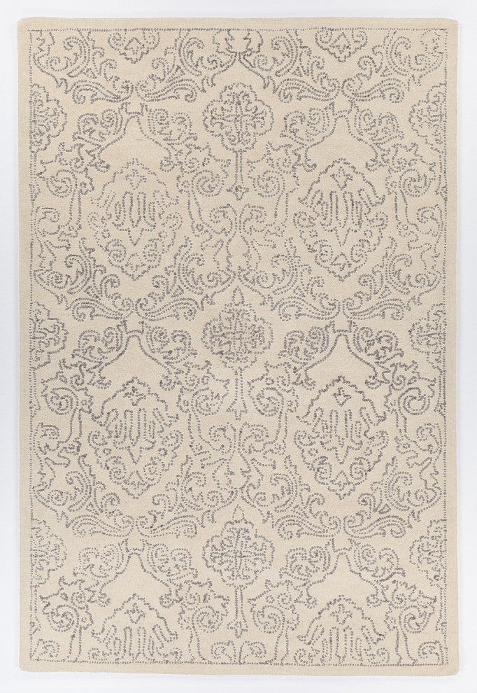 Hailee Hand-Tufted Contemporary Rug, Ivory/Gray, Rectangular 5'x7'6
