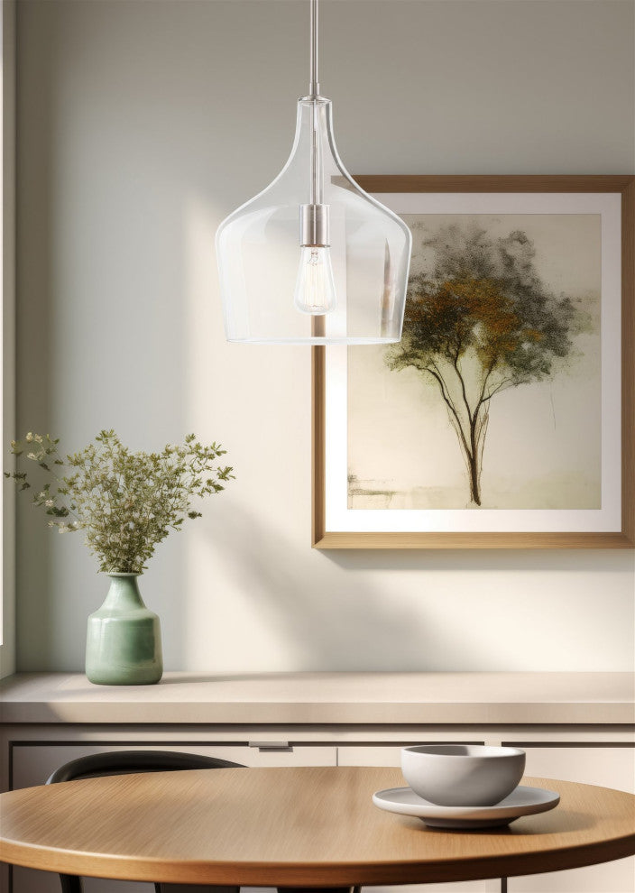Kira Home Lucy 16" Pendant Light, Glass Vase Shade, Adjustable Hanging Height