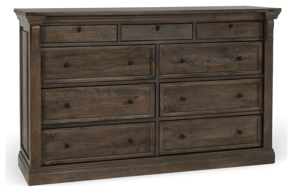 Adelaide Nine-Drawer Mango Wood Dresser, Cocoa Brown by Kosas Home