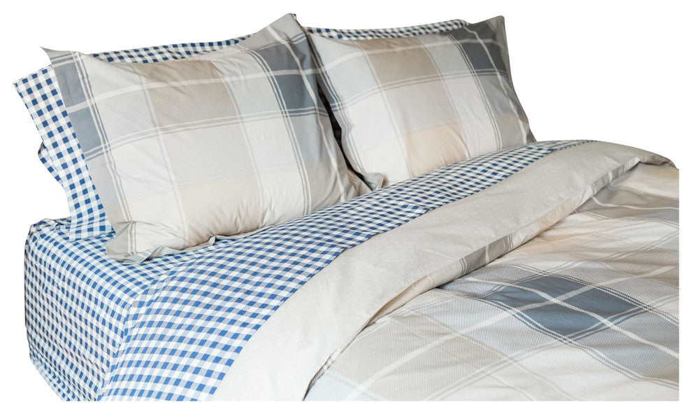 Beige Plaid Duvet Cover Set Set