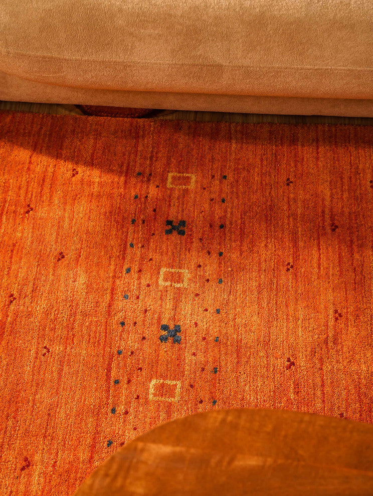 HAND KNOTTED LOOM WOOL ECO-FRIENDLY AREA RUGS- Rectangle, Orange, Contemporary