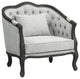 Benzara BM276241 37" Classic Accent Chair, Button Tufted Fabric, Gray/Brown