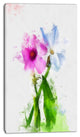 Purple Mallow and Blue Chamomile, Floral Canvas Art Print, 16"x32"