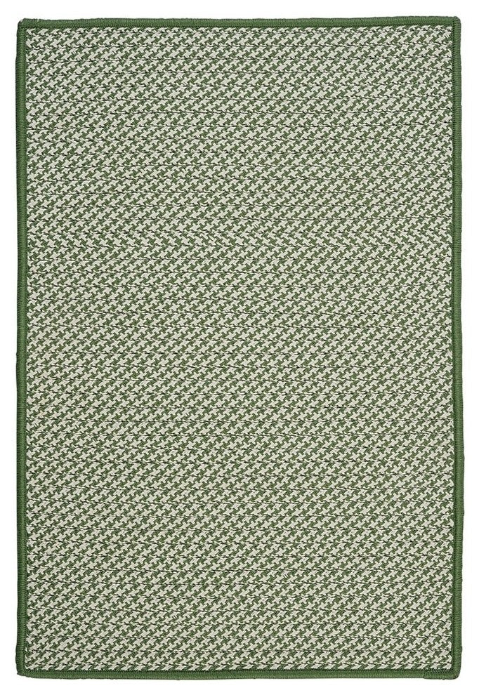 Outdoor Houndstooth Tweed OT68 Leaf Green Indoor/Outdoor Area, Rectangular 2'x6'