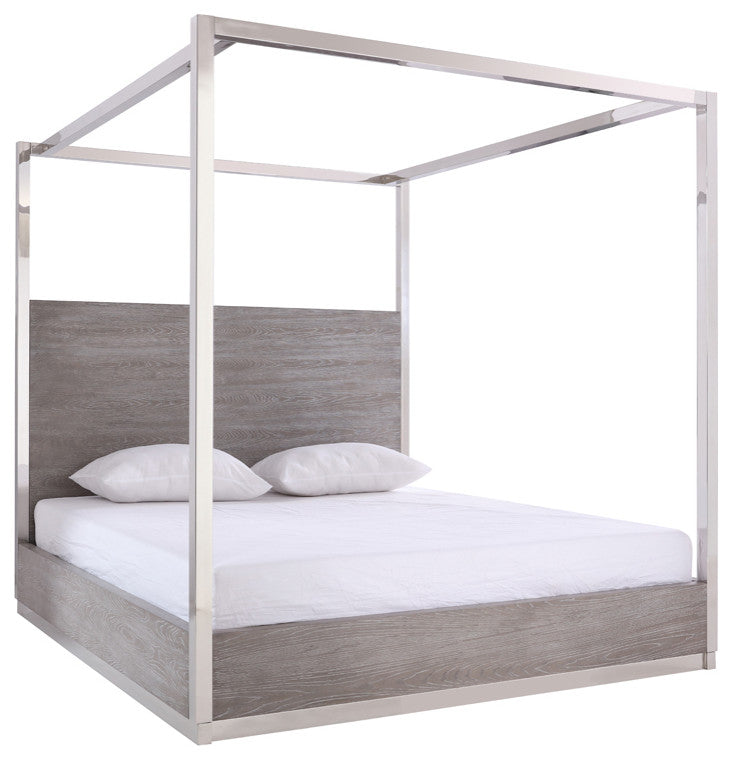 Modrest Arlene Modern Grey Elm and Stainless Steel Bedroom Set