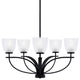 Cavella 5 Light Chandelier In Matte Black Finish, 5" Clear Ribbed Glass