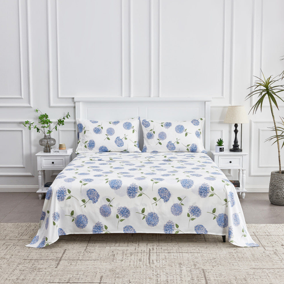 400 Thread Count Cotton Lattice Sheet Set, Blue, Queen Sheet Set