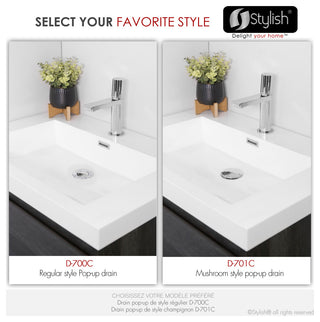 STYLISH Polished Chrome Pop-Up Bathroom Sink with Overflow
