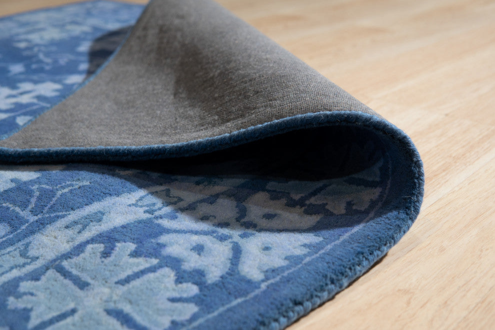 EORC Blue Hand-Tufted Wool Overdyed Rug, 4'x6'