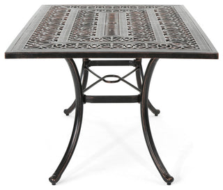 Joyce Outdoor Rectangular Cast Aluminum Dining Table