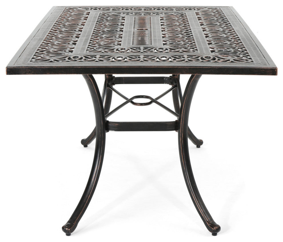 Joyce Outdoor Rectangular Cast Aluminum Dining Table