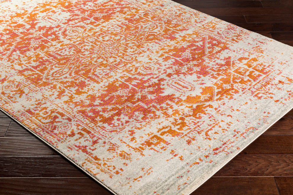 Harput Traditional Burnt Orange, Light Gray Area Rug, 3'11"x5'7"