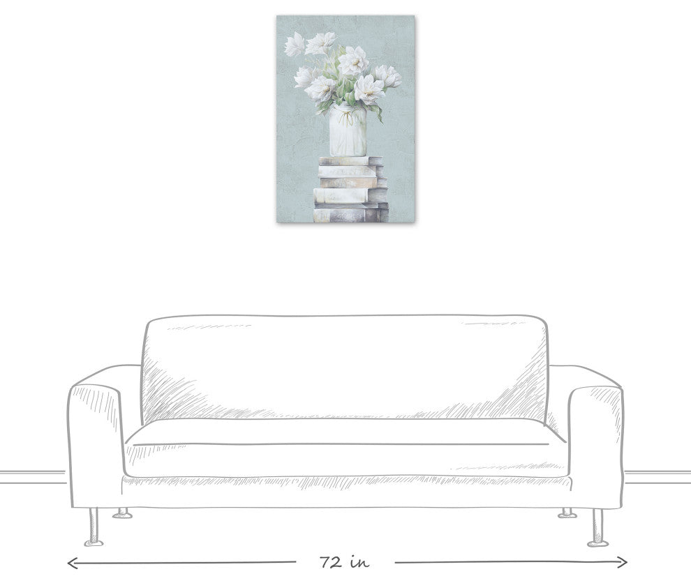 White Dahlia Flowers, Vase 2 20x30 Canvas Wall Art
